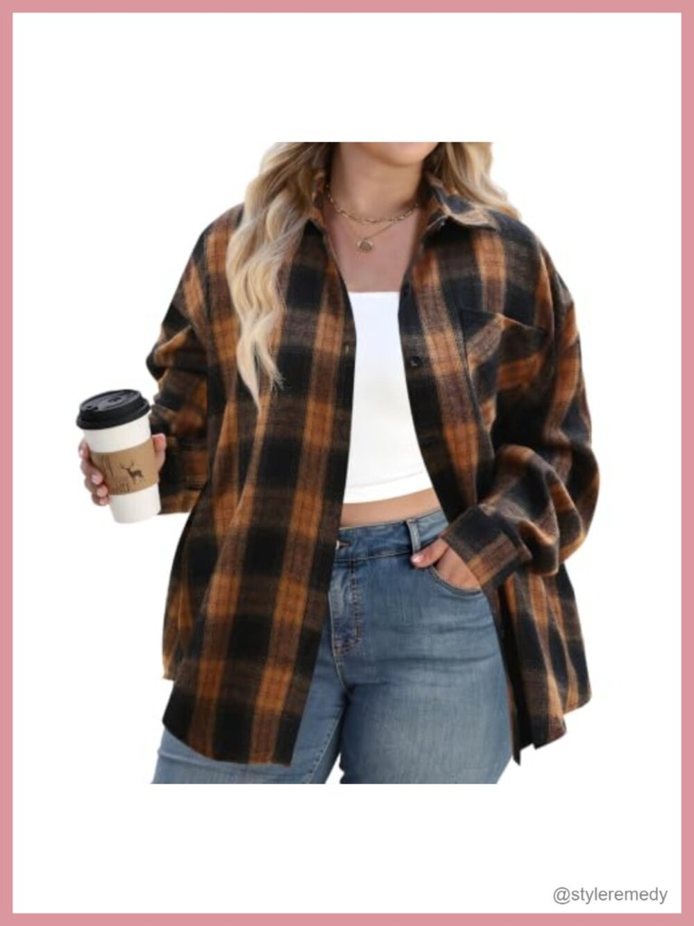 Buffalo Plaid Flannel Shirt Button Down Roll Tab Sleeve Boyfriend Fit